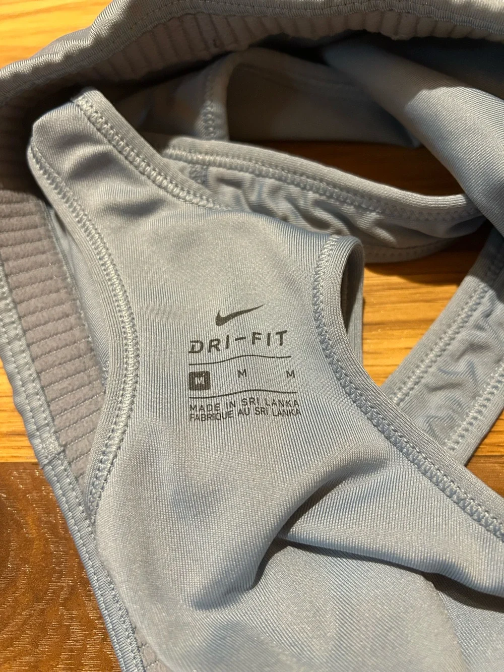 Nike Light blue Racerback Sports Bra with Navy Swoosh